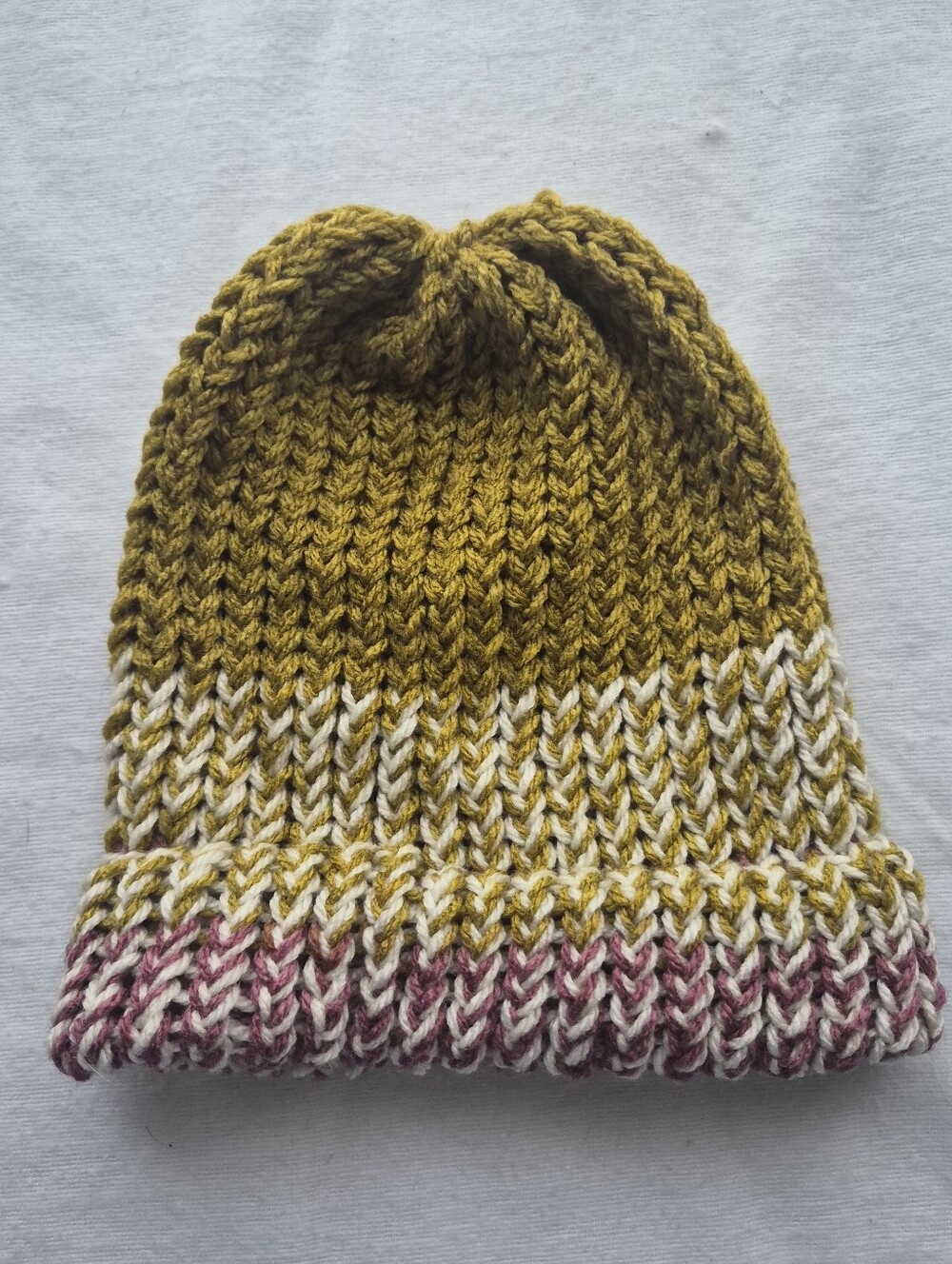 Handmade Multicolored Knit Beanie in Maroon And Mustard Yellow